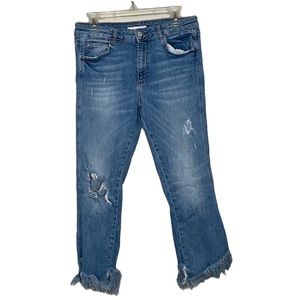 Zara Distressed Jeans Color Blue Size 10